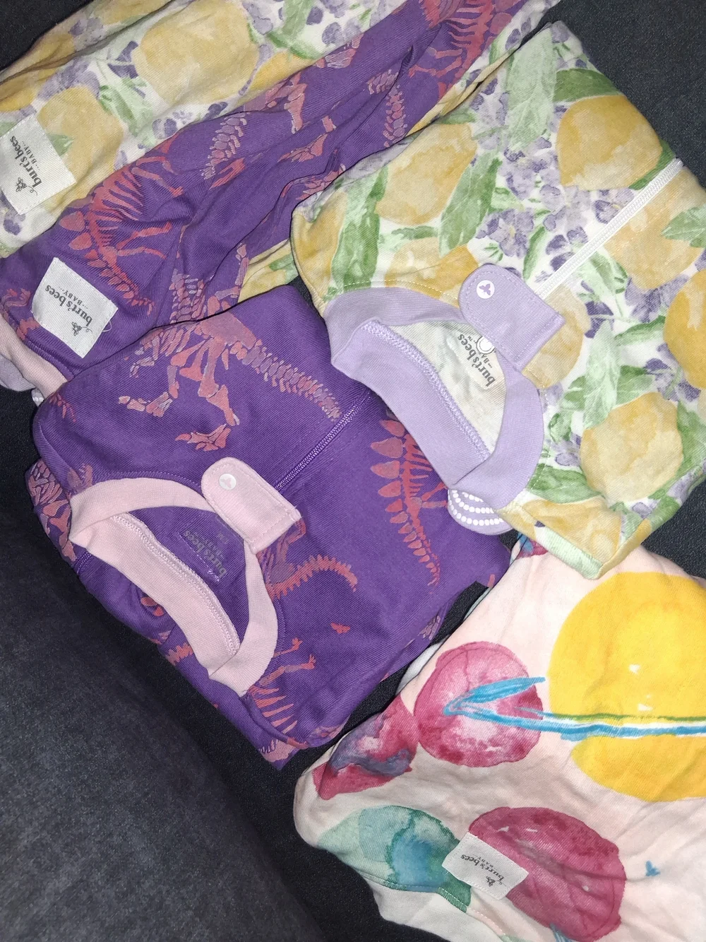 Burt's Bees Baby Purple and Multi-Color Kids Pajama 5 Set - Soft Organic Cotton